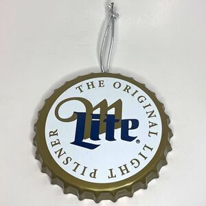 Miller Lite Original Light Pilsner Bottle Cap Hanging Xmas Ornament Gold - NEW
